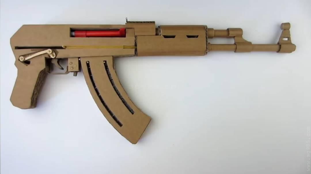 纸板ak47模型图纸/纸板ak47可发射子弹/纸板ak47wgog928用纸板制作一把纸板冲锋枪+制作图纸下载